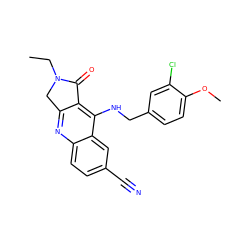 CCN1Cc2nc3ccc(C#N)cc3c(NCc3ccc(OC)c(Cl)c3)c2C1=O ZINC001772630541