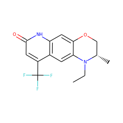 CCN1c2cc3c(C(F)(F)F)cc(=O)[nH]c3cc2OC[C@@H]1C ZINC000014967338