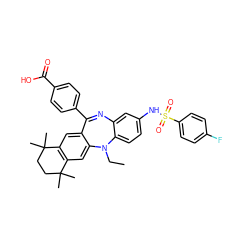 CCN1c2ccc(NS(=O)(=O)c3ccc(F)cc3)cc2N=C(c2ccc(C(=O)O)cc2)c2cc3c(cc21)C(C)(C)CCC3(C)C ZINC000028824160