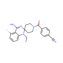 CCN1c2cccc(F)c2C(N)=NC12CCN(C(=O)c1ccc(C#N)cc1)CC2 ZINC000058575463