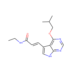 CCNC(=O)/C=C/c1c[nH]c2ncnc(OCC(C)C)c12 ZINC000208110685