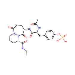 CCNC(=O)[C@@H]1CCCN2C(=O)CC[C@H](NC(=O)[C@H](Cc3ccc(OP(=O)(O)O)cc3)NC(C)=O)C(=O)N12 ZINC000028768279