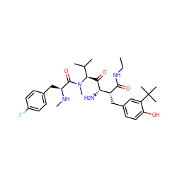 CCNC(=O)[C@H](Cc1ccc(O)c(C(C)(C)C)c1)[C@H](N)C(=O)[C@H](C(C)C)N(C)C(=O)[C@H](Cc1ccc(F)cc1)NC ZINC000095593308