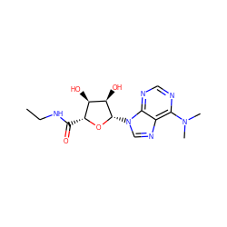 CCNC(=O)[C@H]1O[C@@H](n2cnc3c(N(C)C)ncnc32)[C@H](O)[C@@H]1O ZINC000049049054