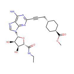 CCNC(=O)[C@H]1O[C@@H](n2cnc3c(N)nc(C#CC[C@H]4CC[C@H](C(=O)OC)CC4)nc32)[C@H](O)[C@@H]1O ZINC000254129523