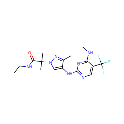 CCNC(=O)C(C)(C)n1cc(Nc2ncc(C(F)(F)F)c(NC)n2)c(C)n1 ZINC000103260591