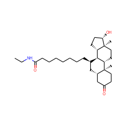 CCNC(=O)CCCCCCC[C@@H]1C[C@H]2CC(=O)CC[C@]2(C)[C@H]2CC[C@]3(C)[C@@H](O)CC[C@H]3[C@@H]21 ZINC000028641093