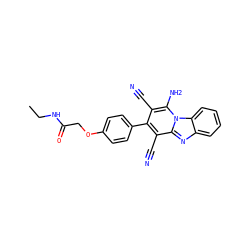 CCNC(=O)COc1ccc(-c2c(C#N)c(N)n3c(nc4ccccc43)c2C#N)cc1 ZINC000072175390