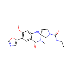 CCNC(=O)N1CC[C@@]2(C1)Nc1cc(OC)c(-c3cnco3)cc1C(=O)N2C ZINC000028529831