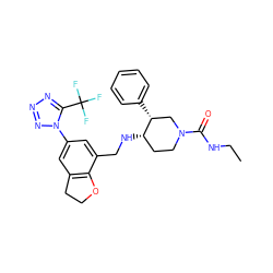 CCNC(=O)N1CC[C@H](NCc2cc(-n3nnnc3C(F)(F)F)cc3c2OCC3)[C@H](c2ccccc2)C1 ZINC000013975359