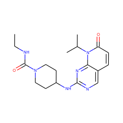 CCNC(=O)N1CCC(Nc2ncc3ccc(=O)n(C(C)C)c3n2)CC1 ZINC000473125963