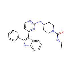 CCNC(=O)N1CCC(Nc2nccc(-c3c(-c4ccccc4)[nH]c4ccccc34)n2)CC1 ZINC000028896656