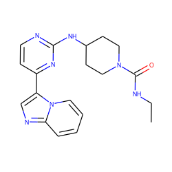 CCNC(=O)N1CCC(Nc2nccc(-c3cnc4ccccn34)n2)CC1 ZINC000028896461