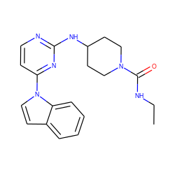 CCNC(=O)N1CCC(Nc2nccc(-n3ccc4ccccc43)n2)CC1 ZINC000028896466