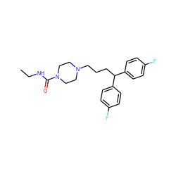 CCNC(=O)N1CCN(CCCC(c2ccc(F)cc2)c2ccc(F)cc2)CC1 ZINC000004214849