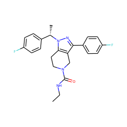 CCNC(=O)N1CCc2c(c(-c3ccc(F)cc3)nn2[C@@H](C)c2ccc(F)cc2)C1 ZINC000207762428