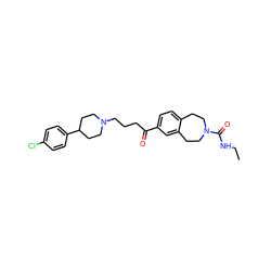 CCNC(=O)N1CCc2ccc(C(=O)CCCN3CCC(c4ccc(Cl)cc4)CC3)cc2CC1 ZINC000073160334