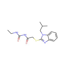 CCNC(=O)NC(=O)CSc1nc2ccccc2n1CC(C)C ZINC000003498656