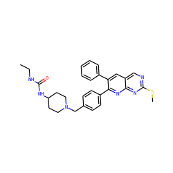 CCNC(=O)NC1CCN(Cc2ccc(-c3nc4nc(SC)ncc4cc3-c3ccccc3)cc2)CC1 ZINC000028980051