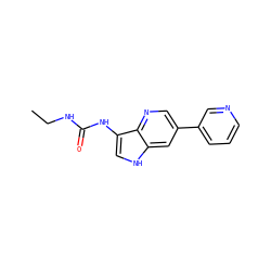 CCNC(=O)Nc1c[nH]c2cc(-c3cccnc3)cnc12 ZINC000653757091