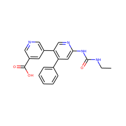 CCNC(=O)Nc1cc(-c2ccccc2)c(-c2cncc(C(=O)O)c2)cn1 ZINC000116504073