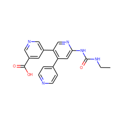 CCNC(=O)Nc1cc(-c2ccncc2)c(-c2cncc(C(=O)O)c2)cn1 ZINC000169313075