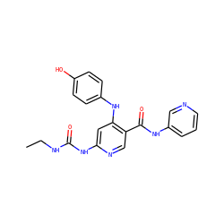 CCNC(=O)Nc1cc(Nc2ccc(O)cc2)c(C(=O)Nc2cccnc2)cn1 ZINC000299824773