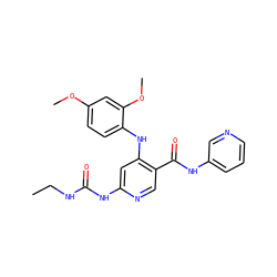 CCNC(=O)Nc1cc(Nc2ccc(OC)cc2OC)c(C(=O)Nc2cccnc2)cn1 ZINC000299830155