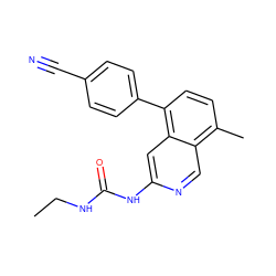 CCNC(=O)Nc1cc2c(-c3ccc(C#N)cc3)ccc(C)c2cn1 ZINC001772652400