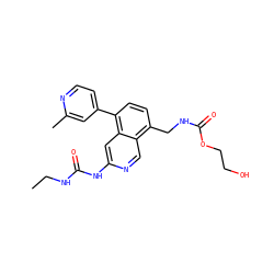 CCNC(=O)Nc1cc2c(-c3ccnc(C)c3)ccc(CNC(=O)OCCO)c2cn1 ZINC001772626890