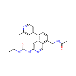 CCNC(=O)Nc1cc2c(-c3ccnc(C)c3)ccc(CNC(C)=O)c2cn1 ZINC000147396214