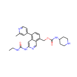 CCNC(=O)Nc1cc2c(-c3ccnc(C)c3)ccc(COC(=O)NC3CCNCC3)c2cn1 ZINC001772599732