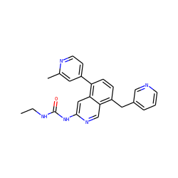 CCNC(=O)Nc1cc2c(-c3ccnc(C)c3)ccc(Cc3cccnc3)c2cn1 ZINC001772644769