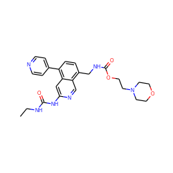 CCNC(=O)Nc1cc2c(-c3ccncc3)ccc(CNC(=O)OCCN3CCOCC3)c2cn1 ZINC000147397124