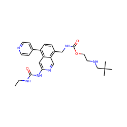 CCNC(=O)Nc1cc2c(-c3ccncc3)ccc(CNC(=O)OCCNCC(C)(C)C)c2cn1 ZINC001772628820