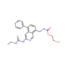 CCNC(=O)Nc1cc2c(-c3ccncc3)ccc(CNC(=O)OCCO)c2cn1 ZINC000147473410