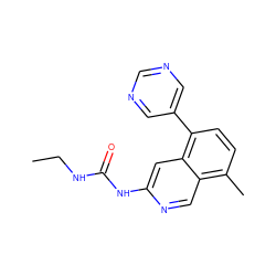 CCNC(=O)Nc1cc2c(-c3cncnc3)ccc(C)c2cn1 ZINC001772650773