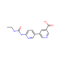 CCNC(=O)Nc1ccc(-c2cncc(C(=O)O)c2)cn1 ZINC000043196185