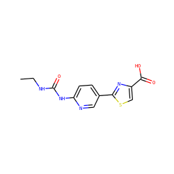 CCNC(=O)Nc1ccc(-c2nc(C(=O)O)cs2)cn1 ZINC000116502527