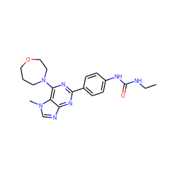 CCNC(=O)Nc1ccc(-c2nc(N3CCCOCC3)c3c(ncn3C)n2)cc1 ZINC000096283256