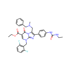 CCNC(=O)Nc1ccc(-c2nc3n(Cc4c(F)cccc4F)cc(C(=O)OCC)c(=O)n3c2CN(C)Cc2ccccc2)cc1 ZINC000053093632