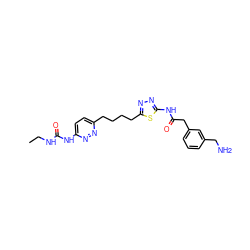 CCNC(=O)Nc1ccc(CCCCc2nnc(NC(=O)Cc3cccc(CN)c3)s2)nn1 ZINC000169698321