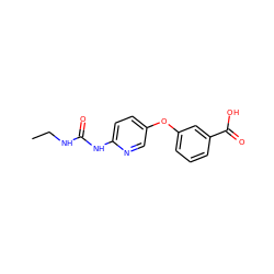 CCNC(=O)Nc1ccc(Oc2cccc(C(=O)O)c2)cn1 ZINC000169313071