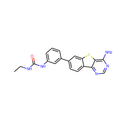 CCNC(=O)Nc1cccc(-c2ccc3c(c2)sc2c(N)ncnc23)c1 ZINC000203673430