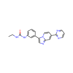 CCNC(=O)Nc1cccc(-c2cnc3cc(-c4ncccn4)ccn23)c1 ZINC000169704722