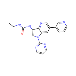 CCNC(=O)Nc1cn(-c2ncccn2)c2cc(-c3cccnc3)cnc12 ZINC000653757115