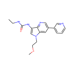 CCNC(=O)Nc1cn(CCOC)c2cc(-c3cccnc3)cnc12 ZINC000653766981