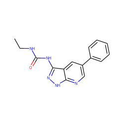 CCNC(=O)Nc1n[nH]c2ncc(-c3ccccc3)cc12 ZINC000013489641