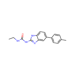 CCNC(=O)Nc1nc2cc(-c3ccc(C)cc3)ccc2[nH]1 ZINC000095602439