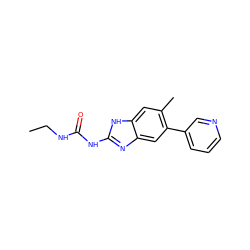 CCNC(=O)Nc1nc2cc(-c3cccnc3)c(C)cc2[nH]1 ZINC000000003510